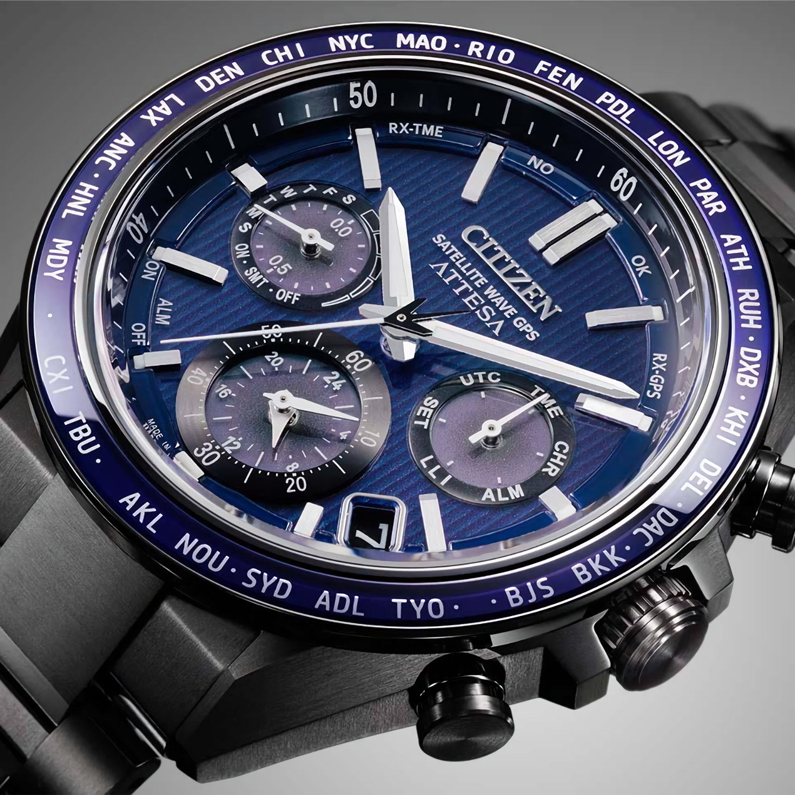 CITIZEN ATTESA CC4059-64L Eco-Drive Satellite Wave GPS Blue Dial