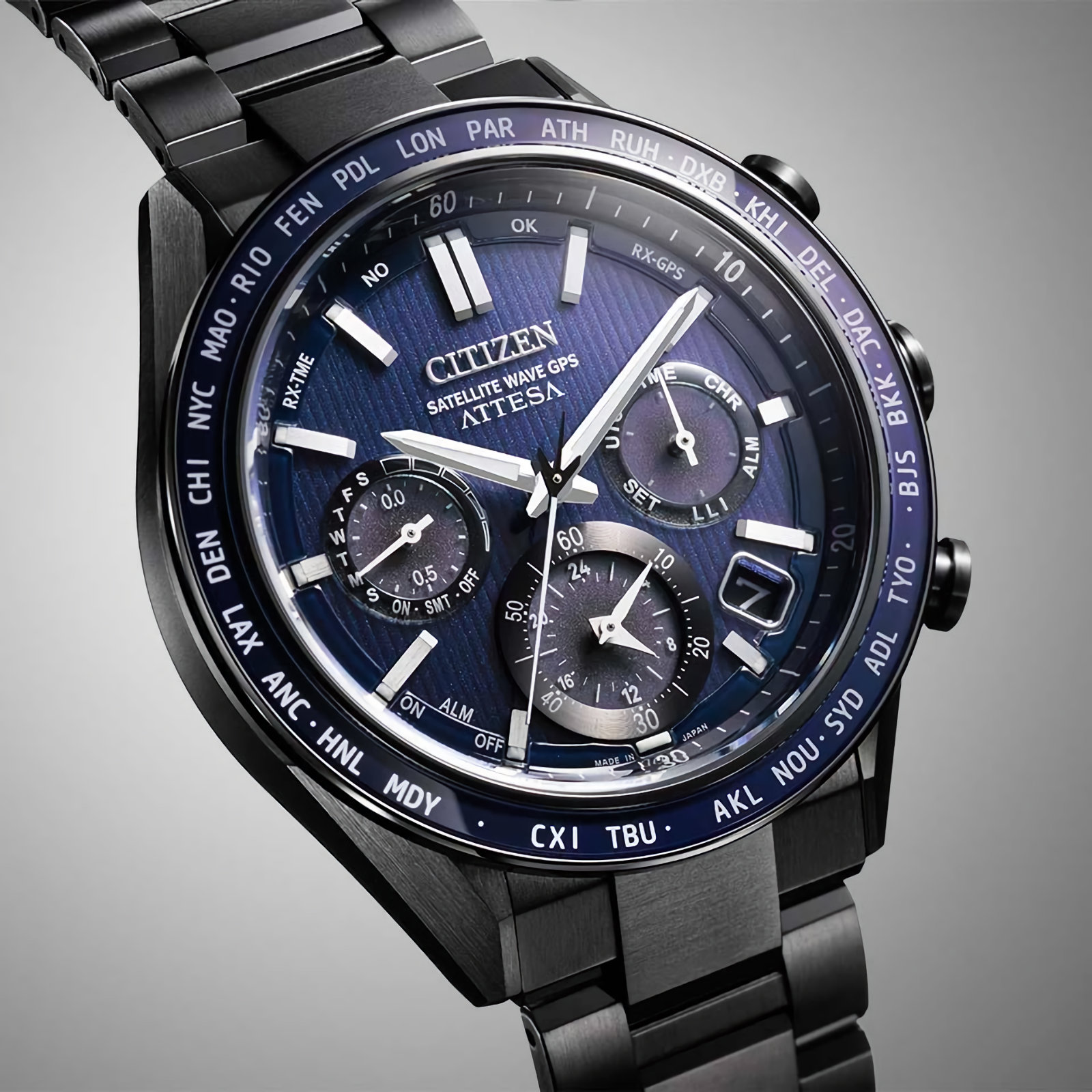 CITIZEN ATTESA CC4059-64L Eco-Drive Satellite Wave GPS Blue Dial
