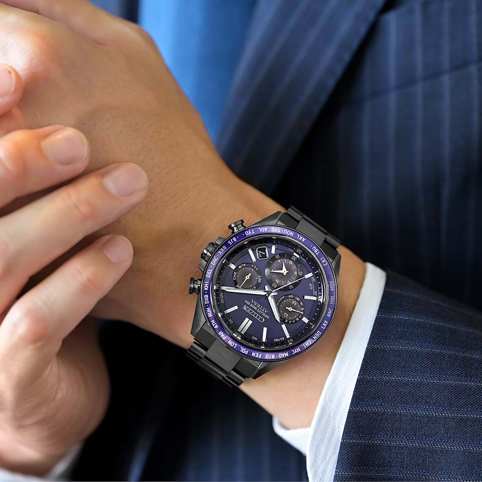 CITIZEN ATTESA CC4059-64L Eco-Drive Satellite Wave GPS Blue Dial