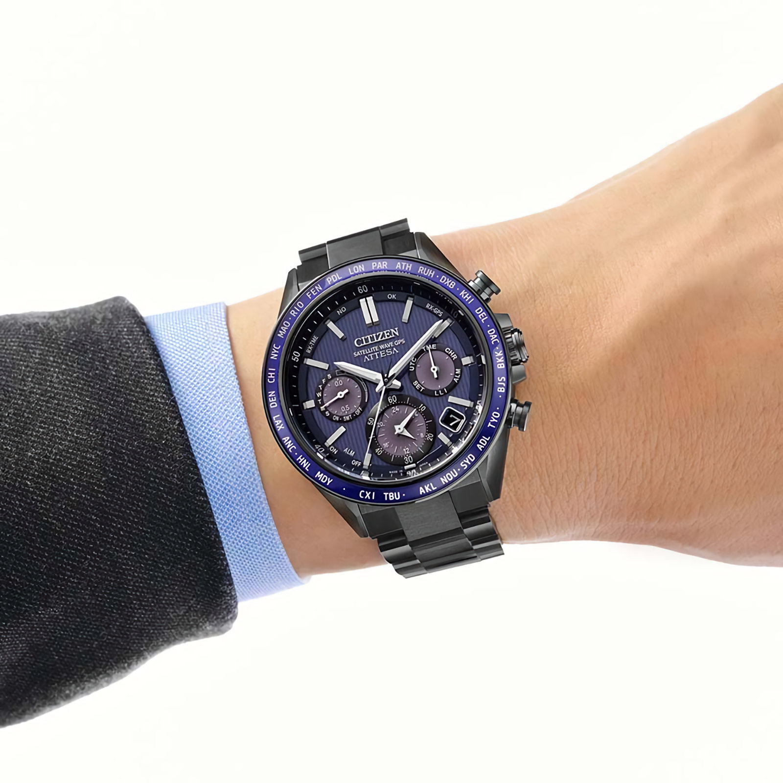 CITIZEN ATTESA CC4059-64L Eco-Drive Satellite Wave GPS Blue Dial