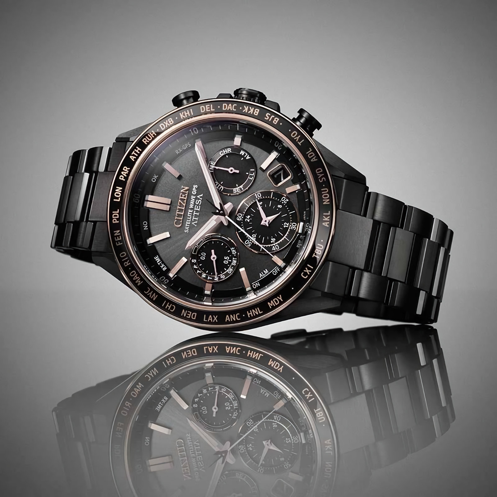 CITIZEN Eco-Drive 電波時計 腕時計 本体 C-40 CITIZEN ATTESA CC4074-61W Eco-Drive Black Gold Titanium Satellite
