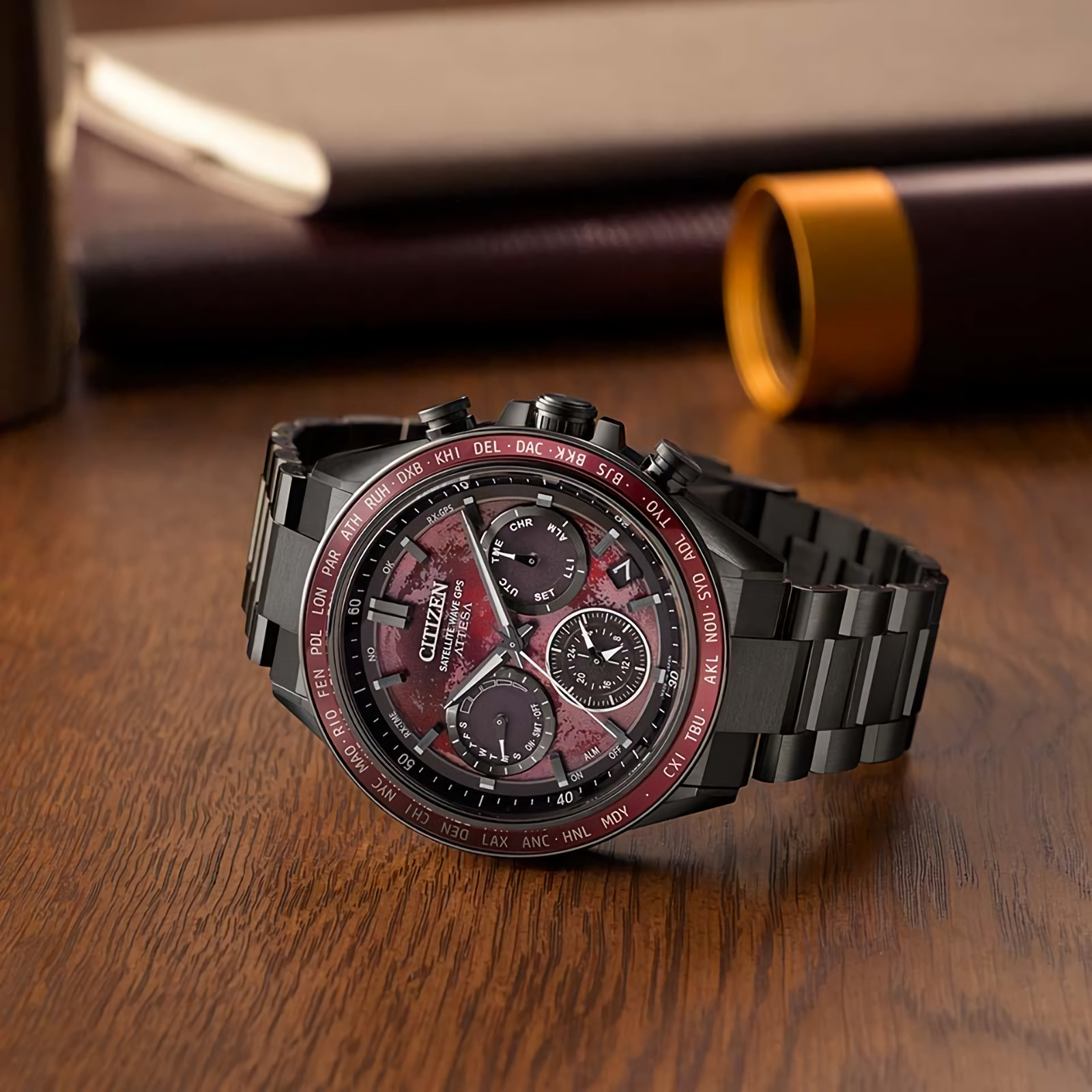 CITIZEN ATTESA Shades of Red CC4077-71Z Chronograph Titanium Watch
