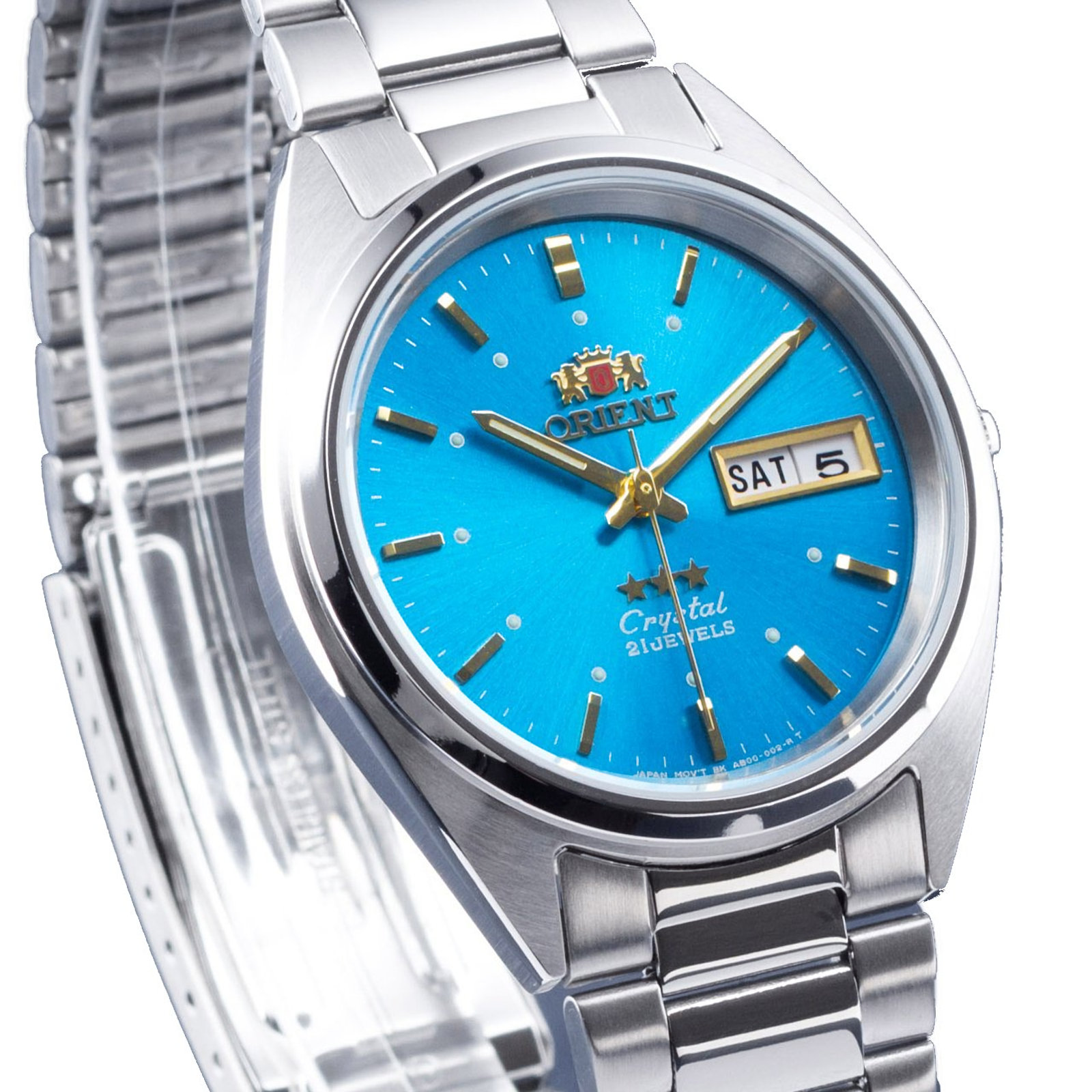 ORIENT FAB00005J9 Tri Star 3 Star 21 Jewel Light Blue Dial Stainless Steel Watch eBay