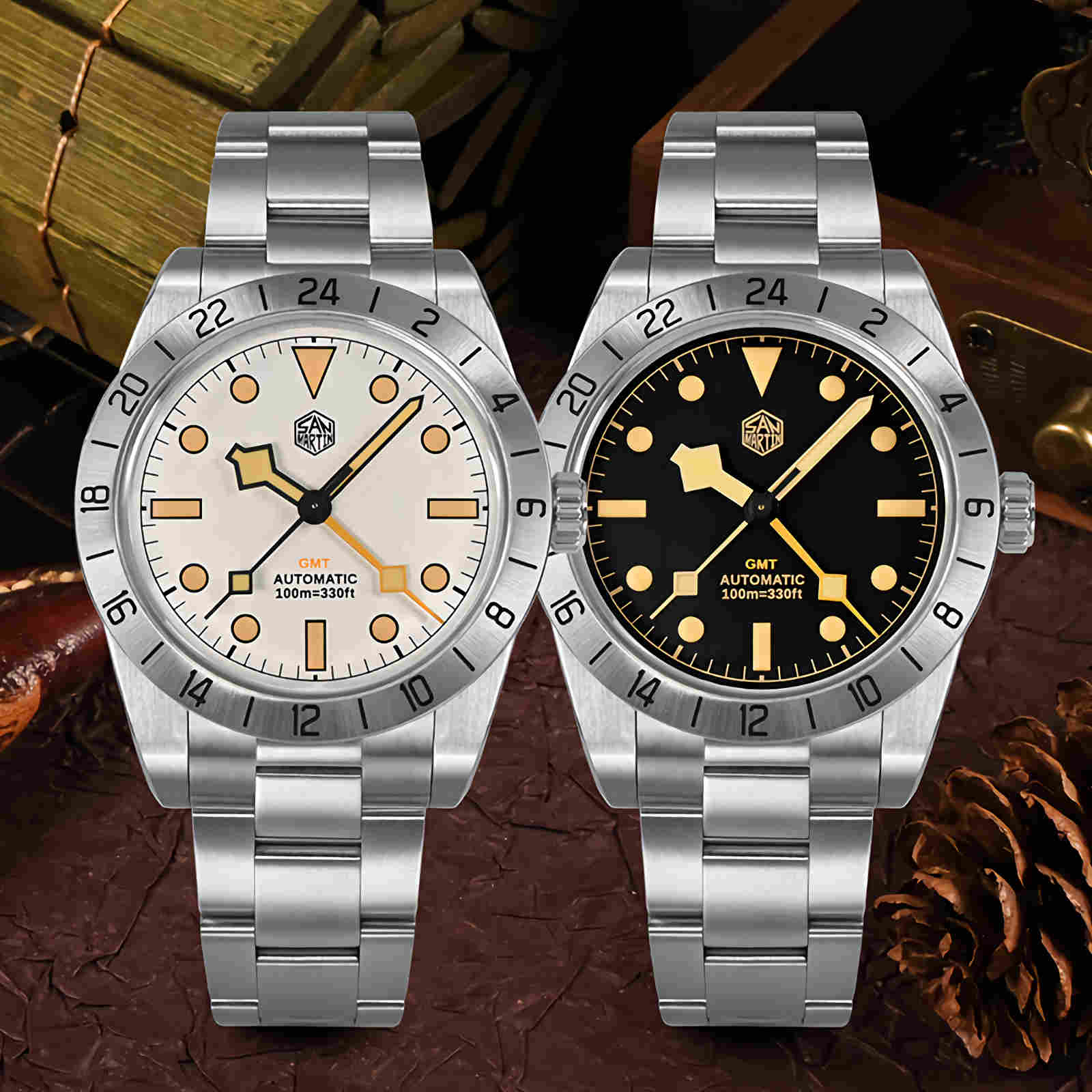 SAN MARTIN SN0054-G BB GMT Automatic Stainless Steel 39mm 10ATM