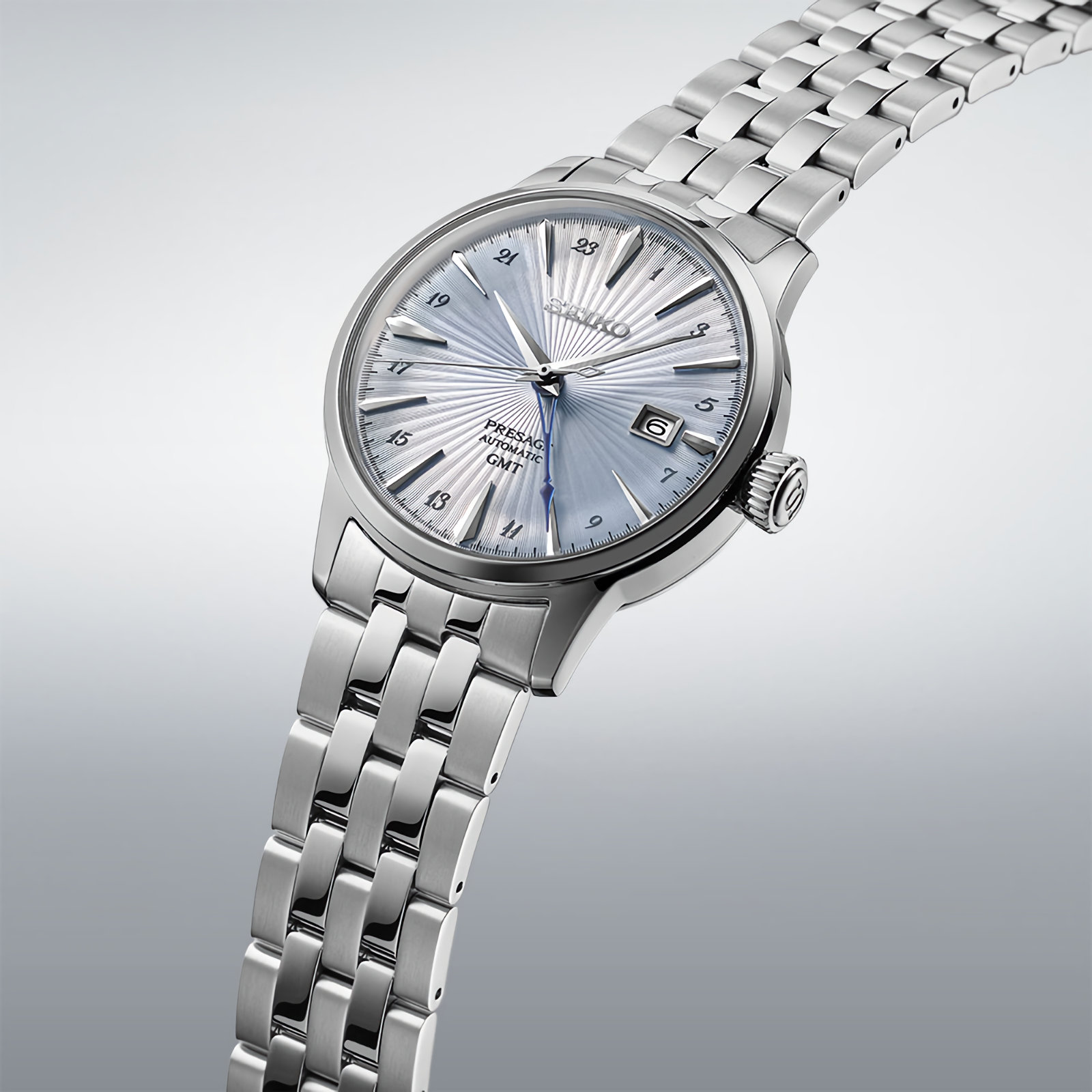 SEIKO Presage SSK037J1 Cocktail Time Automatic GMT Light Blue Dial