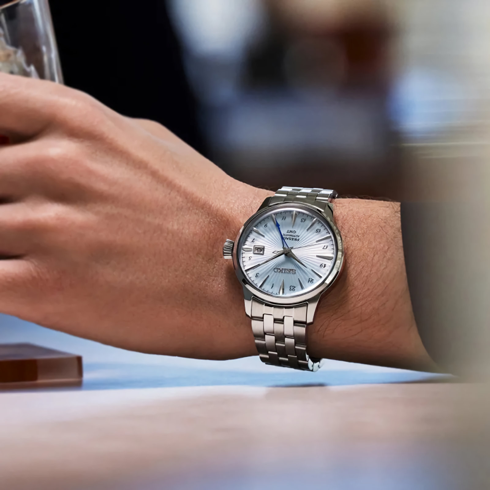 SEIKO Presage SSK037J1 Cocktail Time Automatic GMT Light Blue Dial