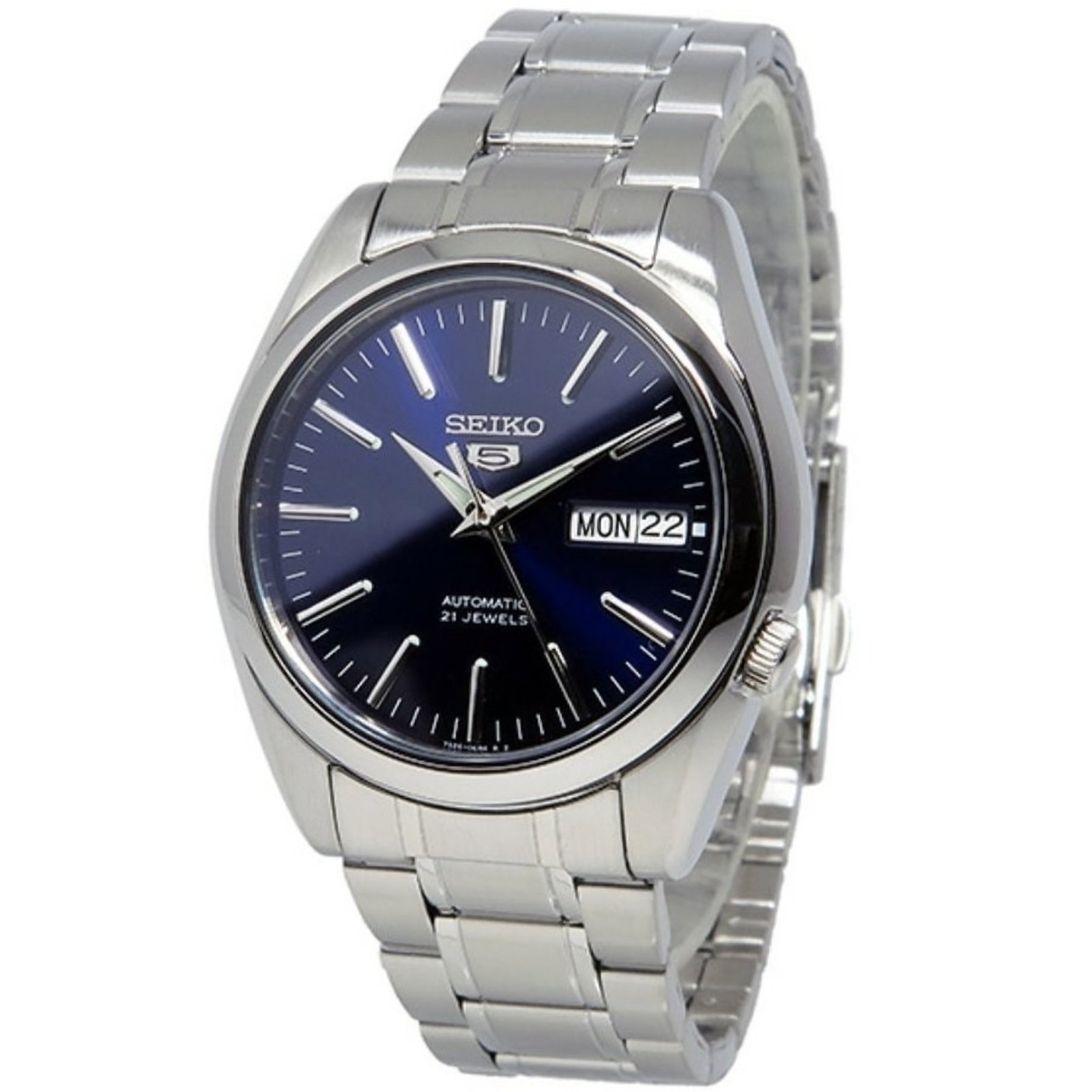 SEIKO 5 SNKL43 SNKL43K1 21 Jewels Automatic Blue Dial Stainless Steel ...