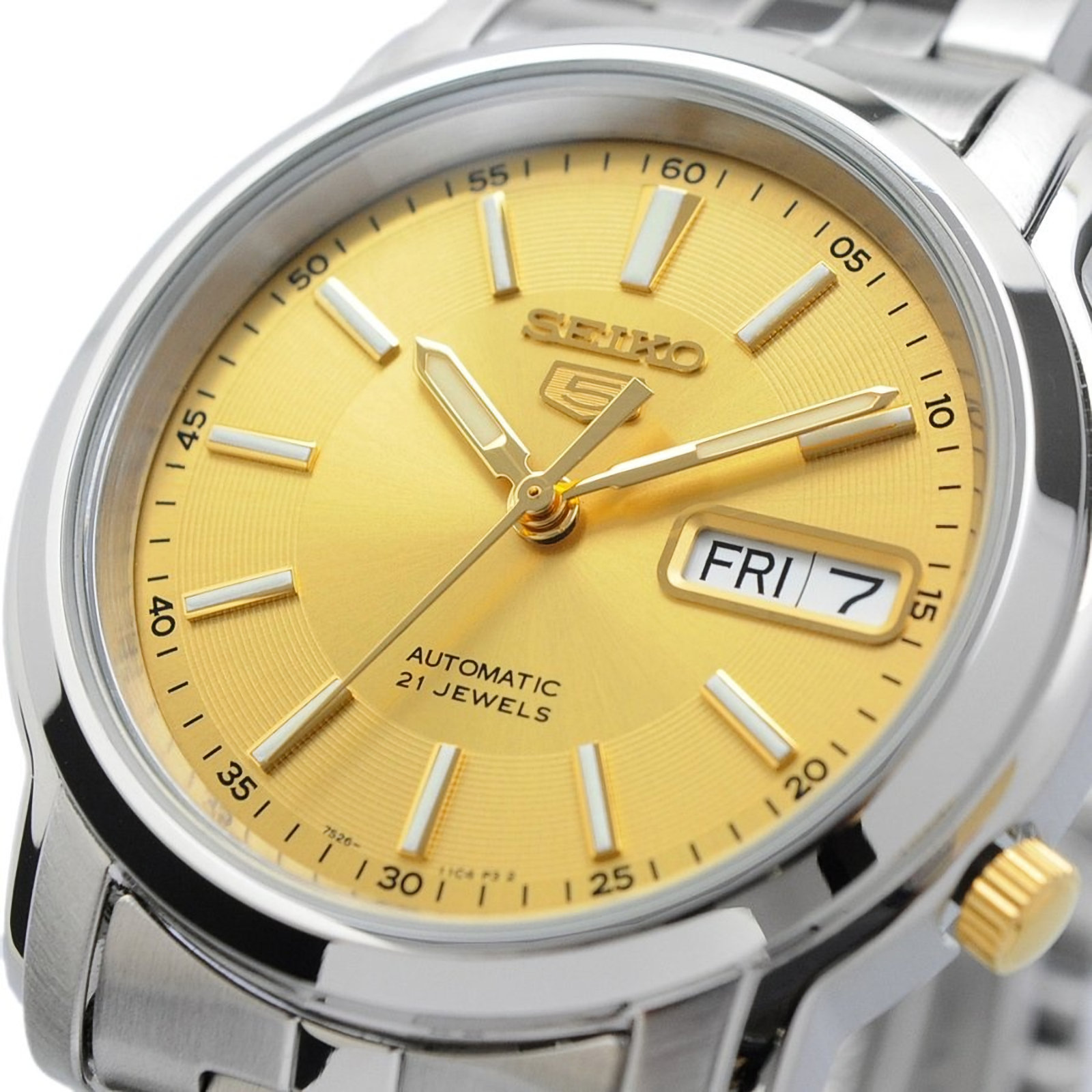 SEIKO 5 SNKL81 SNKL81K1 Automatic 21 Jewels Gold Dial Stainless Steel ...