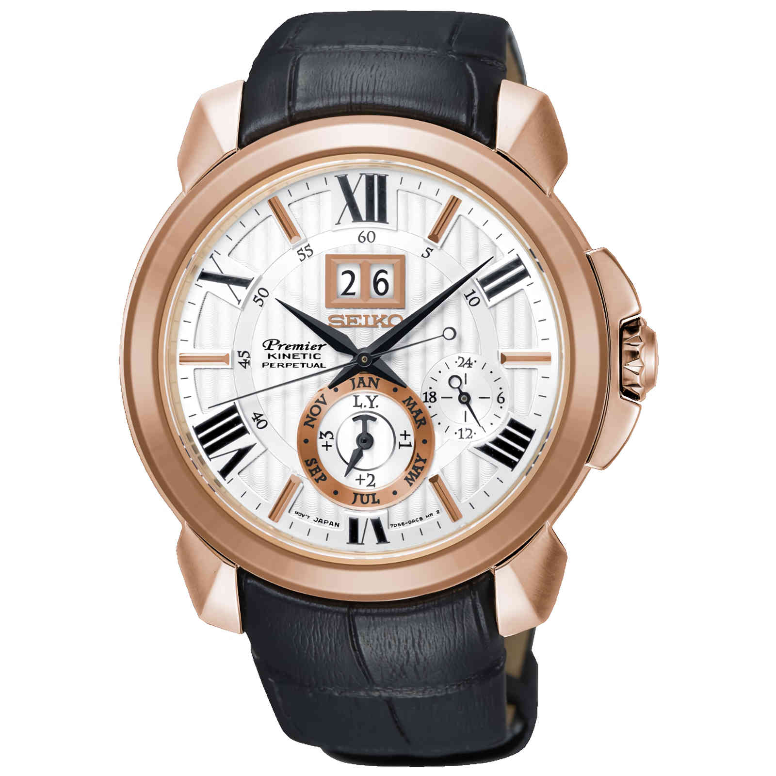 SEIKO Premier SNP150P1 Kinetic Perpetual Calendar White Dial Men