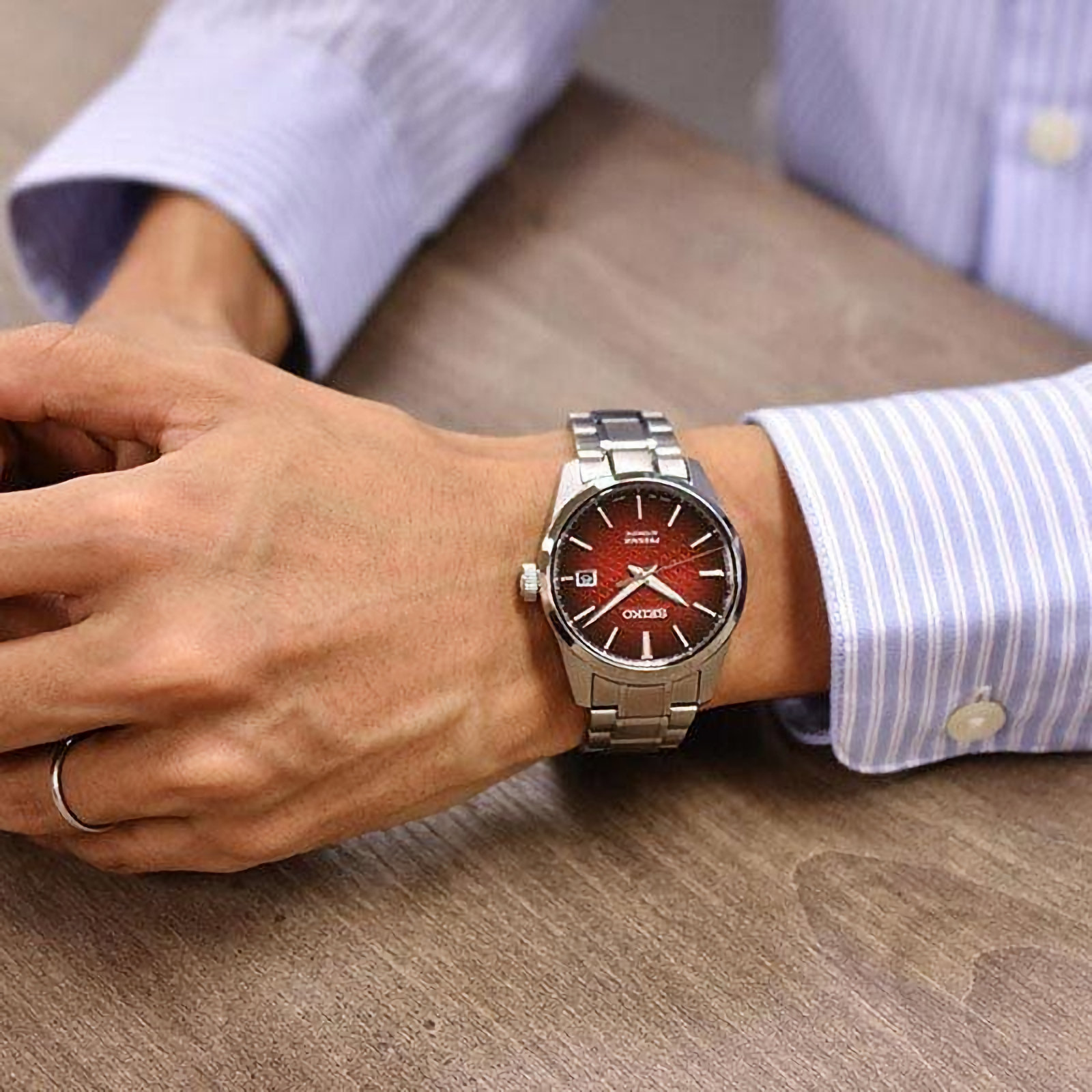 SEIKO Presage Sharp Edged SPB227J1 Automatic Red Dial Date