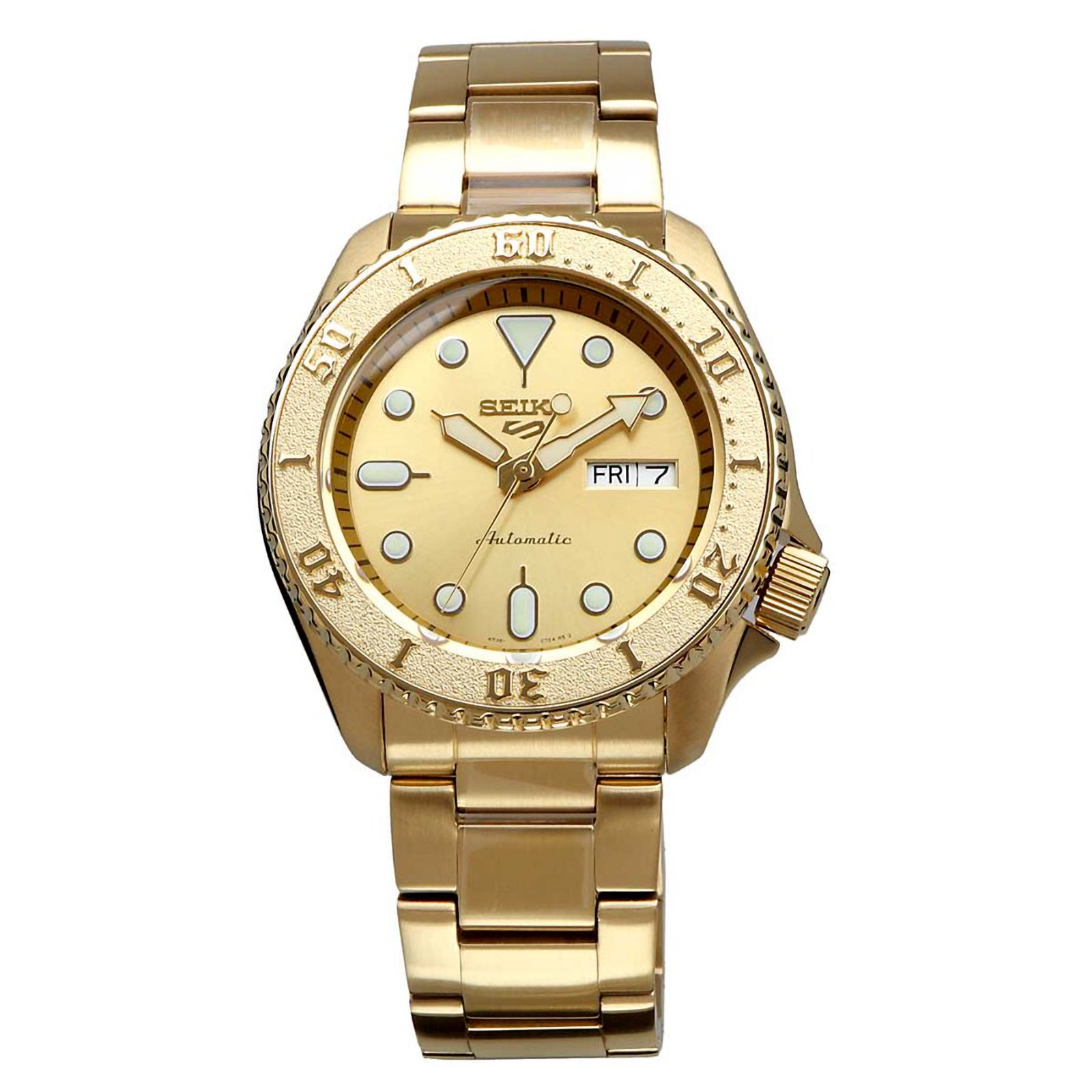 SEIKO 5 Sports SRPE74K1 24 Jewels Automatic Gold Dial Men's Watch INT'L ...