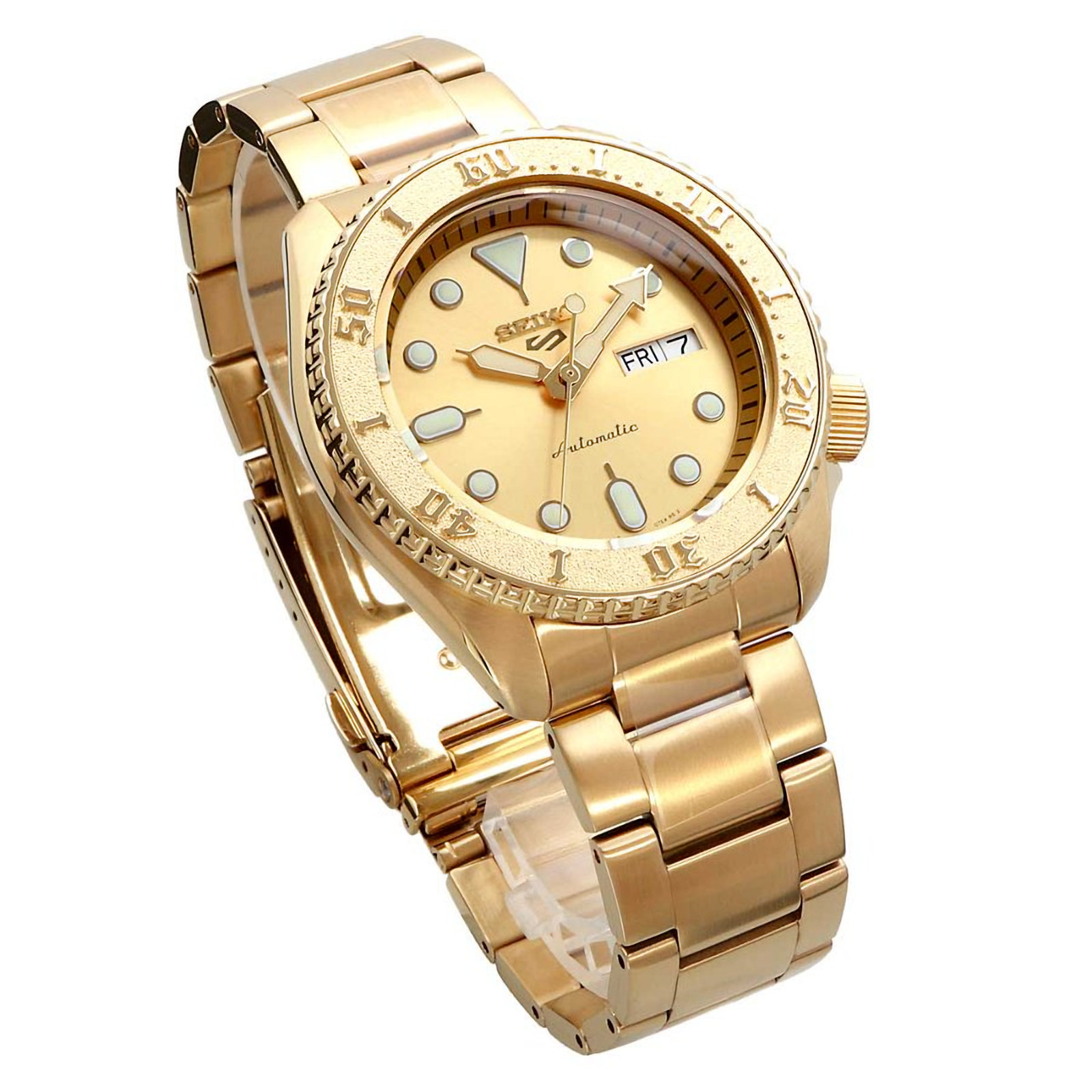 SEIKO 5 Sports SRPE74K1 24 Jewels Automatic Gold Dial Men's Watch INT'L ...